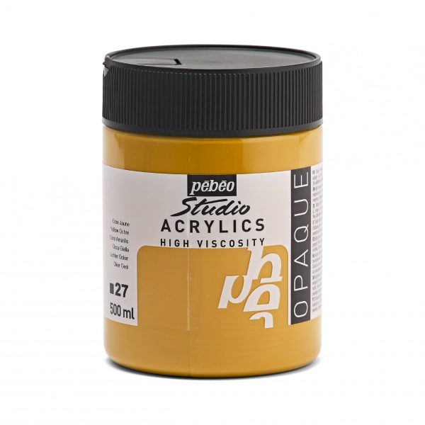 Pébéo Studio Acrylics Yellow Ochre 500ml – Earth Tone Acrylic Paint